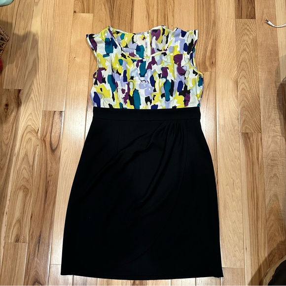 AB Studio Watercolor Abstract with Black Skirt Sleeveless Shift Dress - Picture 7 of 14